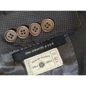 John Varvatos LYON Tooth Check 4-SEASON Wool 2-Vent Coat Jacket Blazer 42R NWOT